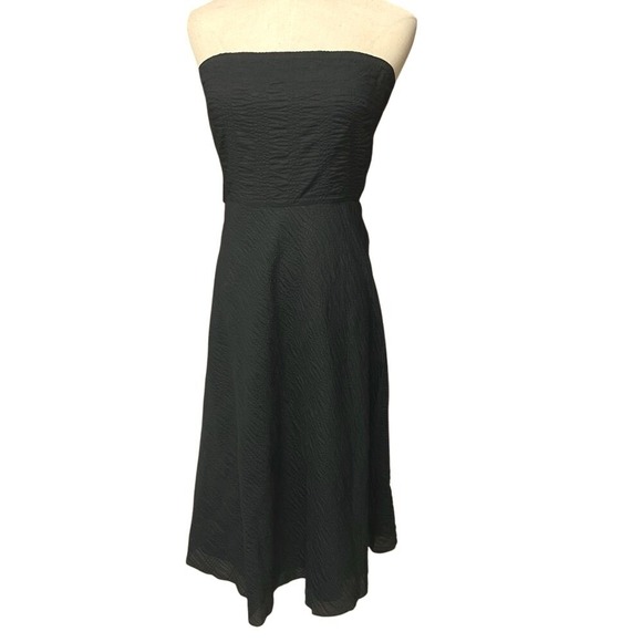 J. CREW Women's‎ Strapless Textured Midi A-Line Dress Size 2 Black Formal Party - Picture 2 of 15